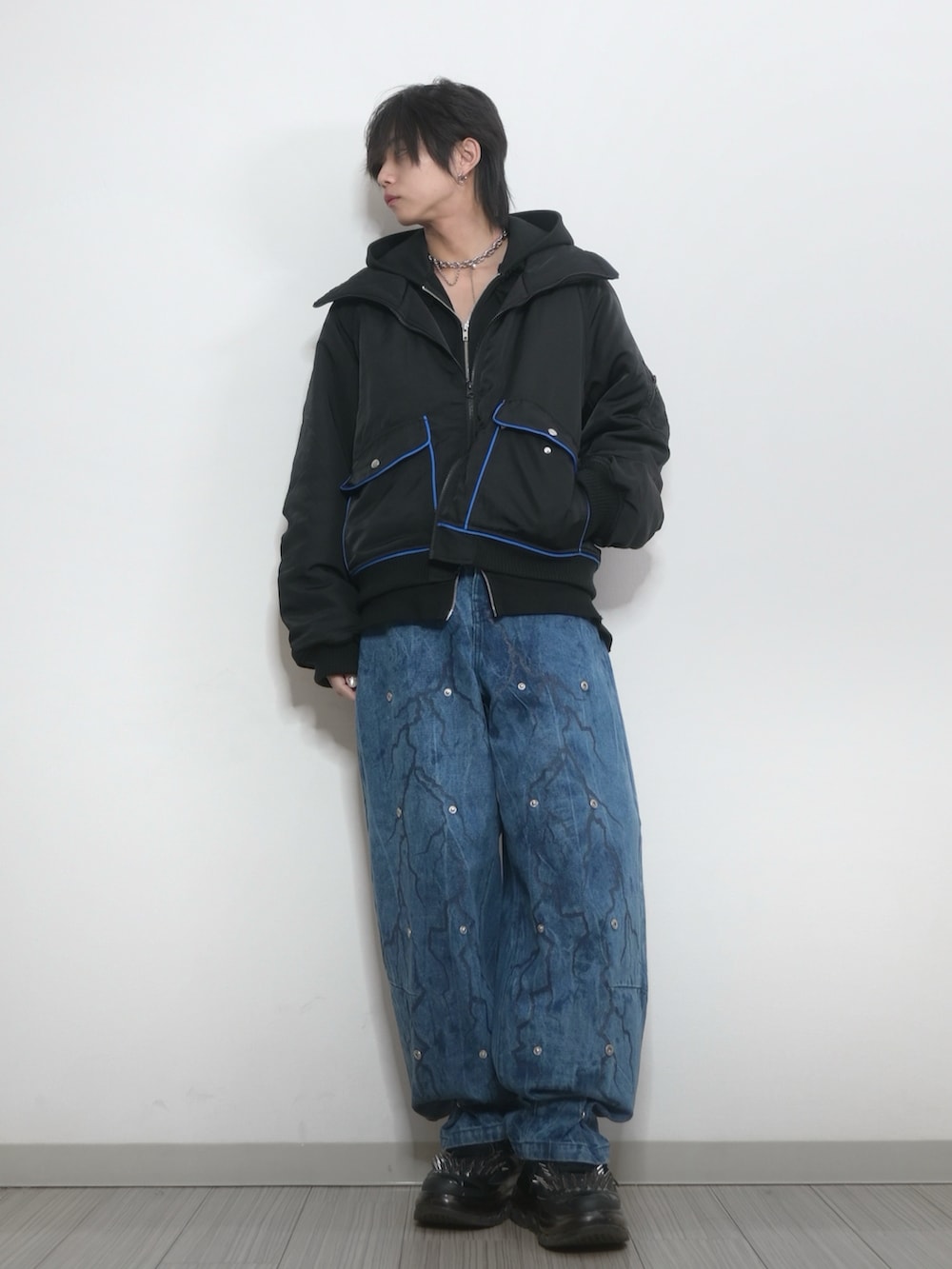 【a2o】パイピングバギーブルゾン ブラック セール】【a2o】パイピングバギーブルゾン（ブルゾン）｜a2o（エーツー