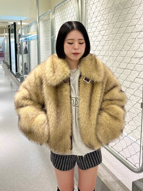 jouetie ベルトミドルファーコート ベージュ