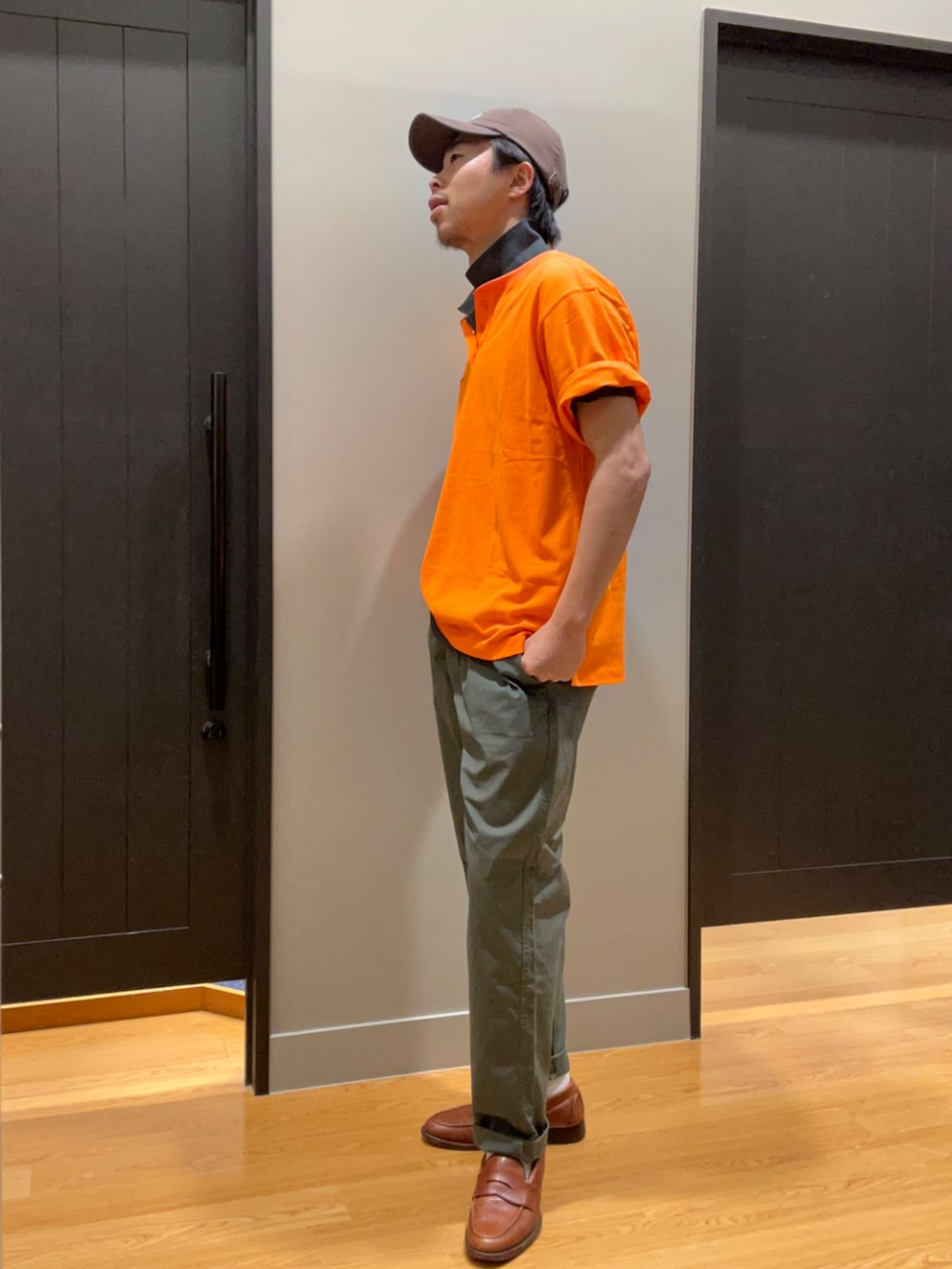 00s Eddie Bauer 短丈 ヘンリーネック コットンニット オレンジ アウトレット ショップFashion - 00s Eddie Bauer 短丈 ヘンリー