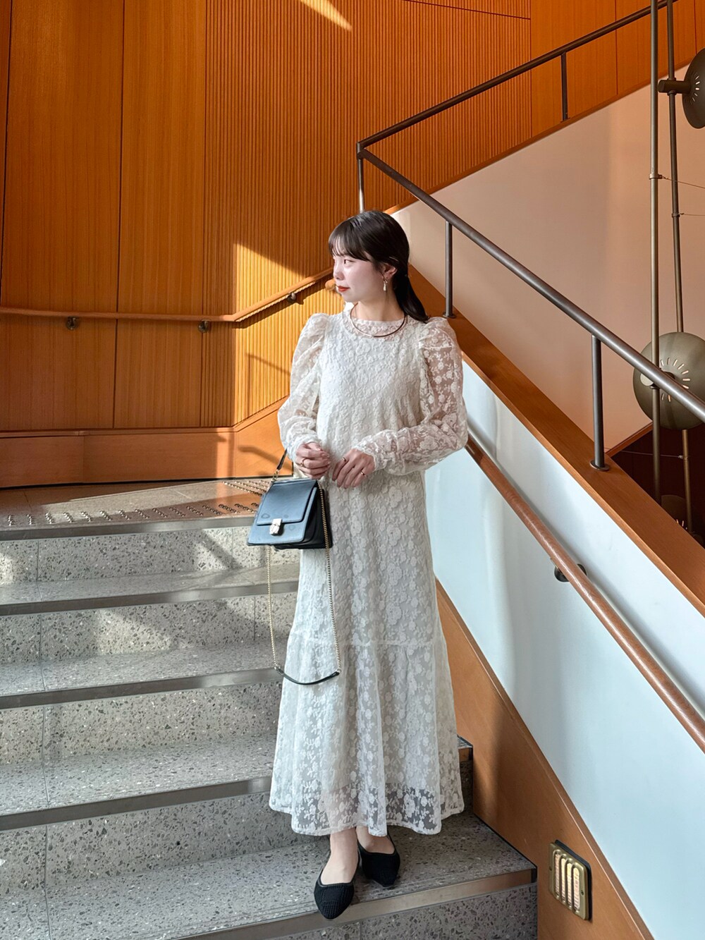 hinari フラワー刺繍チュールレースワンピース フラワー刺繍チュールレースワンピース（ワンピース）｜hinari（ヒナリ