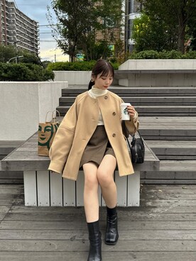 hinari（ヒナリ）の「ウェーブデザインミドルコート（その他