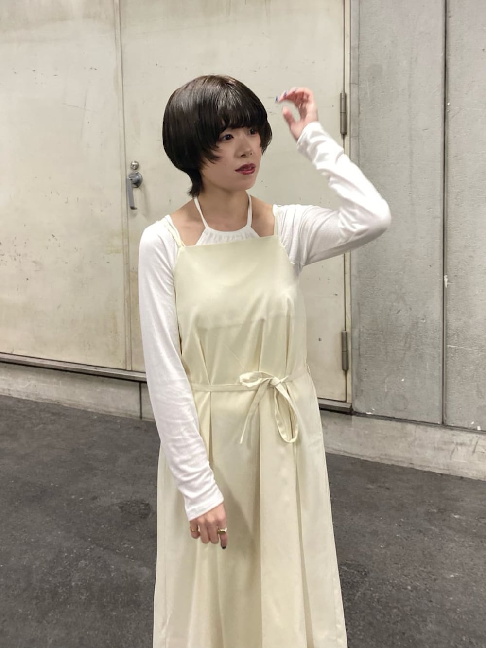 「春コーデ、デート、春カラー、オトナカワイイ、休日コーデ、今日のコーデ、ワンピース、骨格ウェーブ、フェミニン、ガーリー、大人ガーリー、ピンク、春色、Ray Cassin、いいね、save、フォローお願いします🤑」｜「RAY CASSINのメランジニットカーデ+キャミワンピース ‐Mei Tanaka-（ワンピース、ピンク系）」を使った、nimoさん（レディース・155cm）の春コーディネートの5枚目の写真