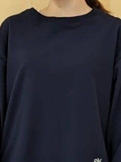 ブルー系のTシャツ/カットソー、ブラウン系のその他パンツ、レッド系のトートバッグを着用したレディースの秋コーディネートの4枚目の写真
