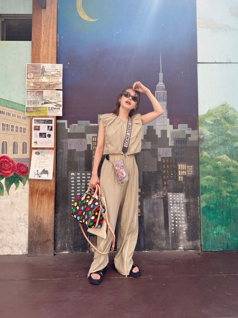 「休日スタイル、おでかけコーデ、カジュアル、シンプルスタイル、セットアップ、ZARA、高橋愛、厚底サンダル、スポサン、154cm、SHAKA、B:MING by BEAMS」｜「ZARAのアイテム（トップス、グリーン系）」を使った、高橋愛さん（レディース・154cm）の夏コーディネートの2枚目の写真