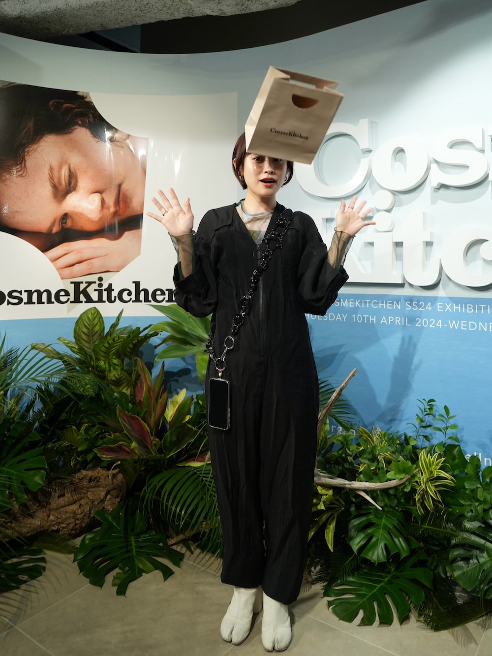 「春ファッション、オールインワン、styling /、高橋愛、マッシュスタイルラボ、mash、tabi、足袋ブーツ、Maison Margiela、RIM.ARK、リムアーク」｜「styling/のアイテム（オールインワン・サロペット、ブラック系）」を使った、高橋愛さん（レディース・154cm）の春コーディネートの2枚目の写真