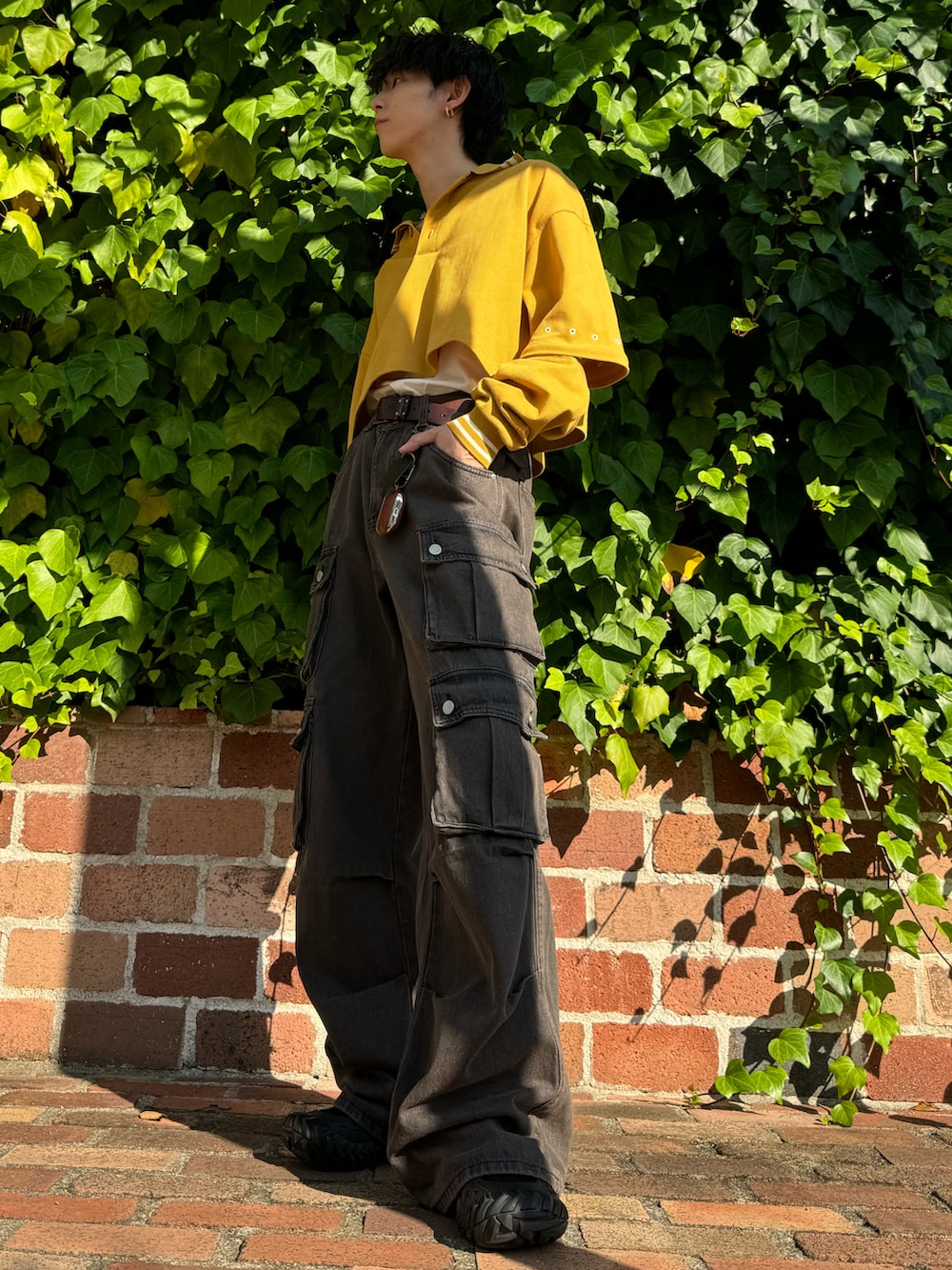 畳屋さんさんの「【GRANCY】Ziplayered Wideshort Poloshirt / ジップレイヤード ワイドショート ポロシャツ（GRANCY）」を使ったコーディネートの2枚目の写真