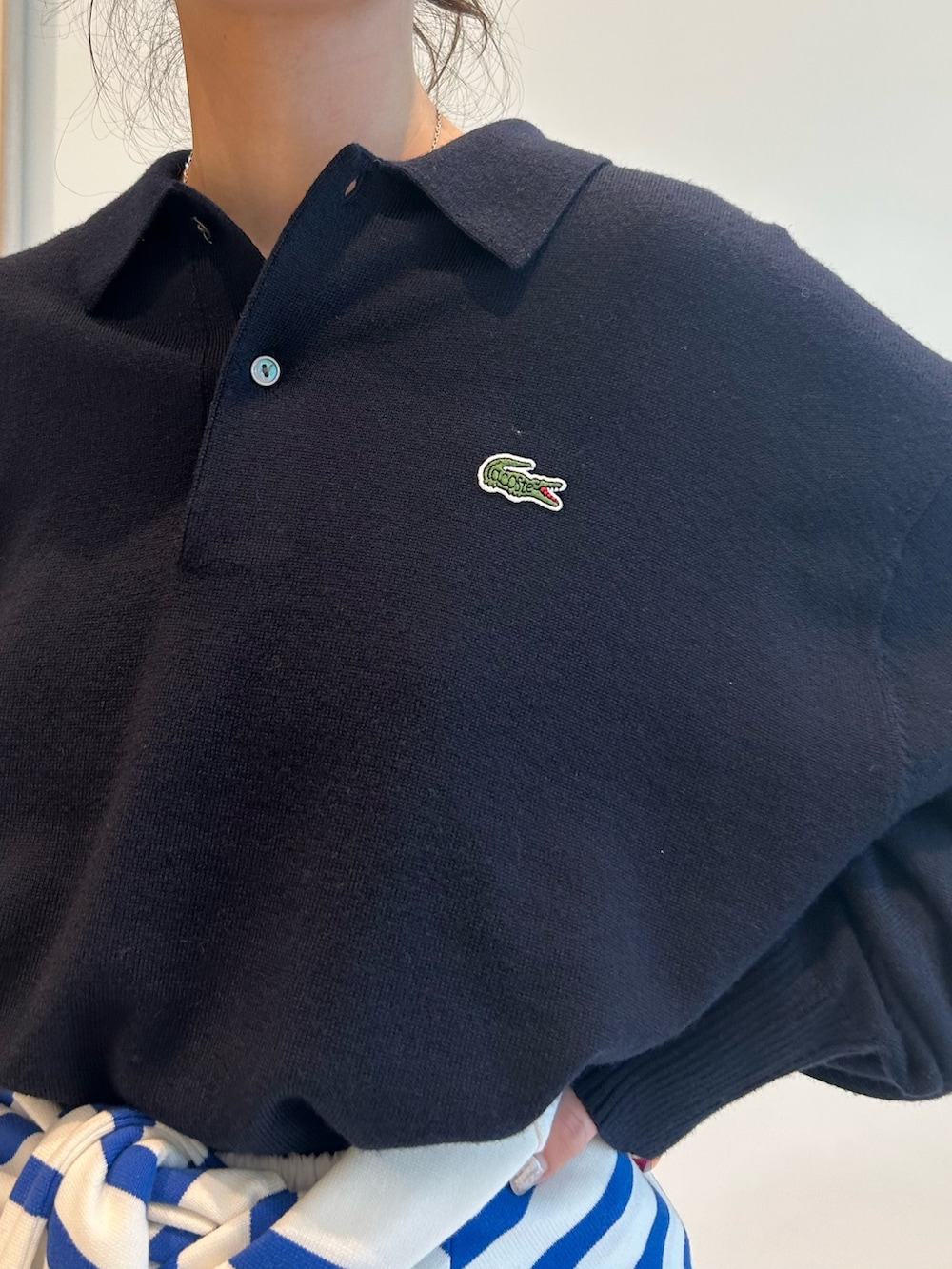 「barbour、ジャケット、ジャケットスタイル、Lacoste、LACOSTE、Torito、ティアードスカート、いいね、save、フォローお願いします🤑、低身長、低身長コーデ」｜「Barbourの【別注】Barbour / Thornbury Jacket（ブルゾン、ベージュ系）」を使った、黒田 彩乃さん（骨格ストレート・レディース・153cm）の秋コーディネートの8枚目の写真