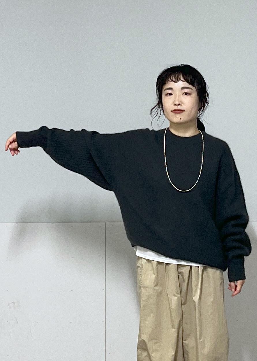 ホワイト系のTシャツ/カットソー、ブラウン系のショルダーバッグ、グレー系のニット/セーターを着用したレディースの秋コーディネートの5枚目の写真