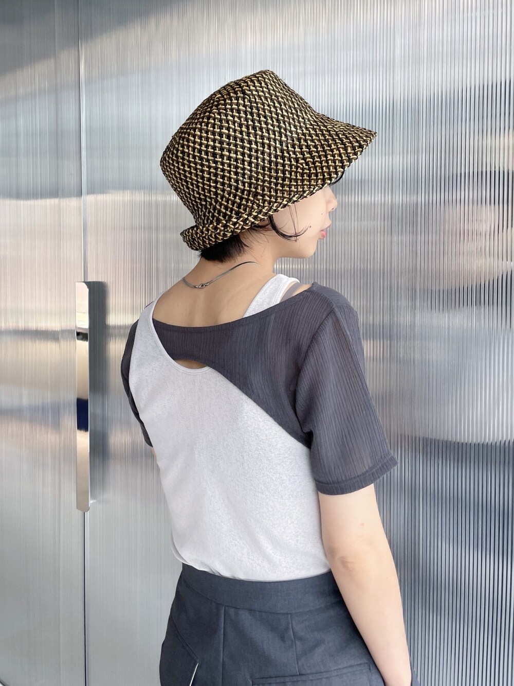 「春夏コーデ」｜「La Maison de Lyllisの【La Maison de Lyllis（ラメゾンドリリス）】CLOCHE/クロシェ（ハット、ブラック系）」を使った、SHIHOさん（レディース・158cm）の春コーディネートの5枚目の写真