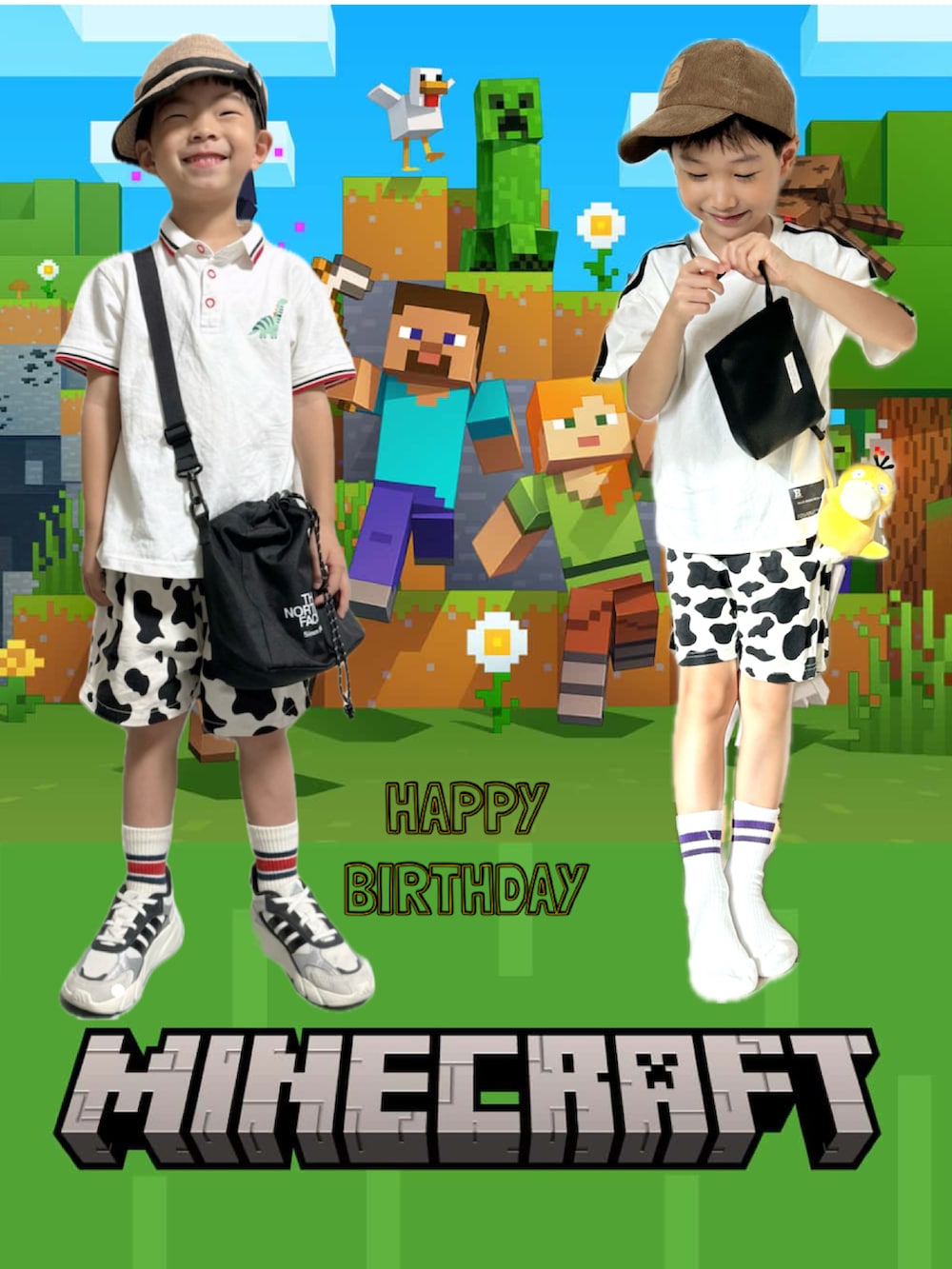 ブラック系のTシャツ/カットソー、グリーン系のジャケット/アウター、ブラウン系のパンツを着用したキッズの秋コーディネートの3枚目の写真