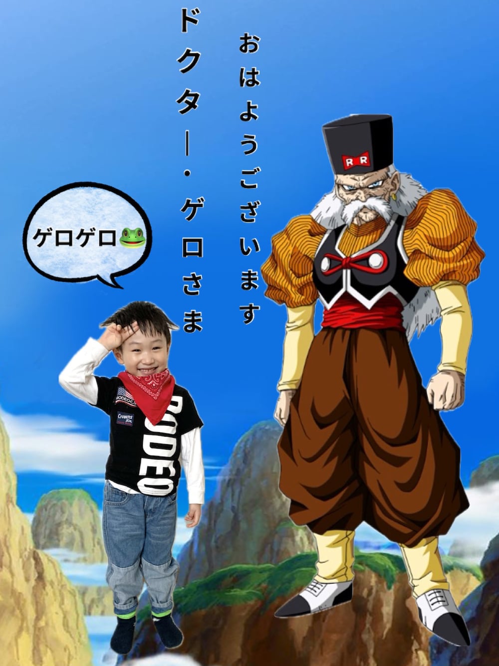 ブラック系のTシャツ/カットソー、ブルー系のデニムパンツ、ホワイト系のTシャツ/カットソーを着用したキッズの冬コーディネートの4枚目の写真