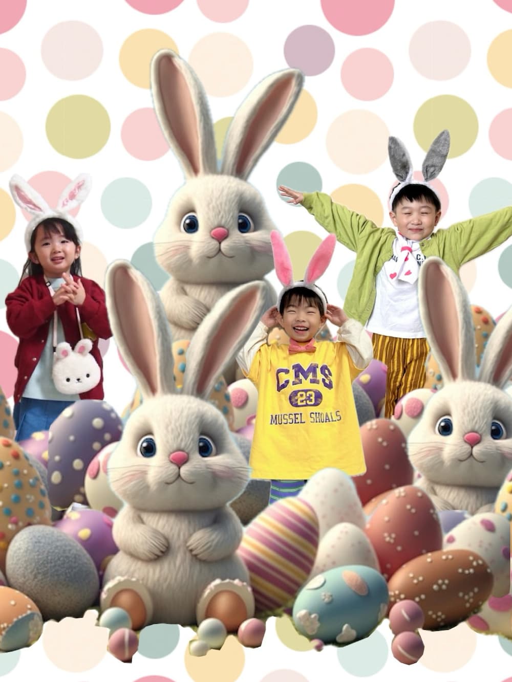 イエロー系のその他パンツ、グリーン系のカーディガン/ボレロ、ホワイト系のTシャツ/カットソーを着用したキッズの春コーディネートの4枚目の写真