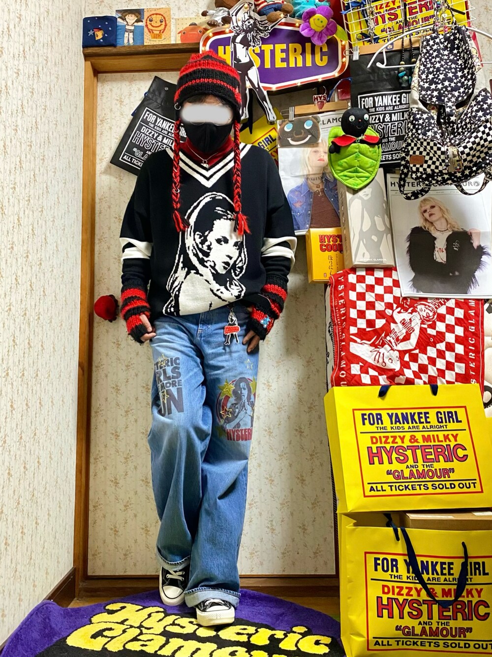 MOTOR MOTOR CITY BABY 手編みボーダーニットキャップ CITY BABY