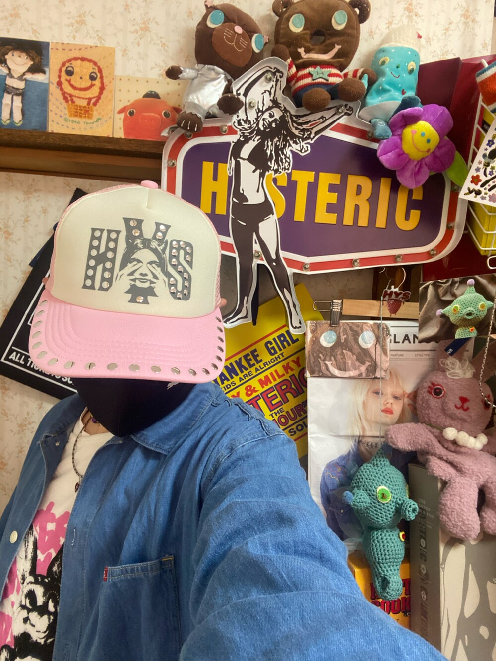 ピンク メッシュキャップ HYSTERIC GLAMOUR SEE NO EVIL