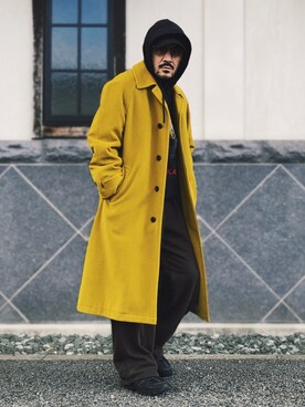 GIVENCHYのステンカラーコートを使ったメンズ人気ファッション