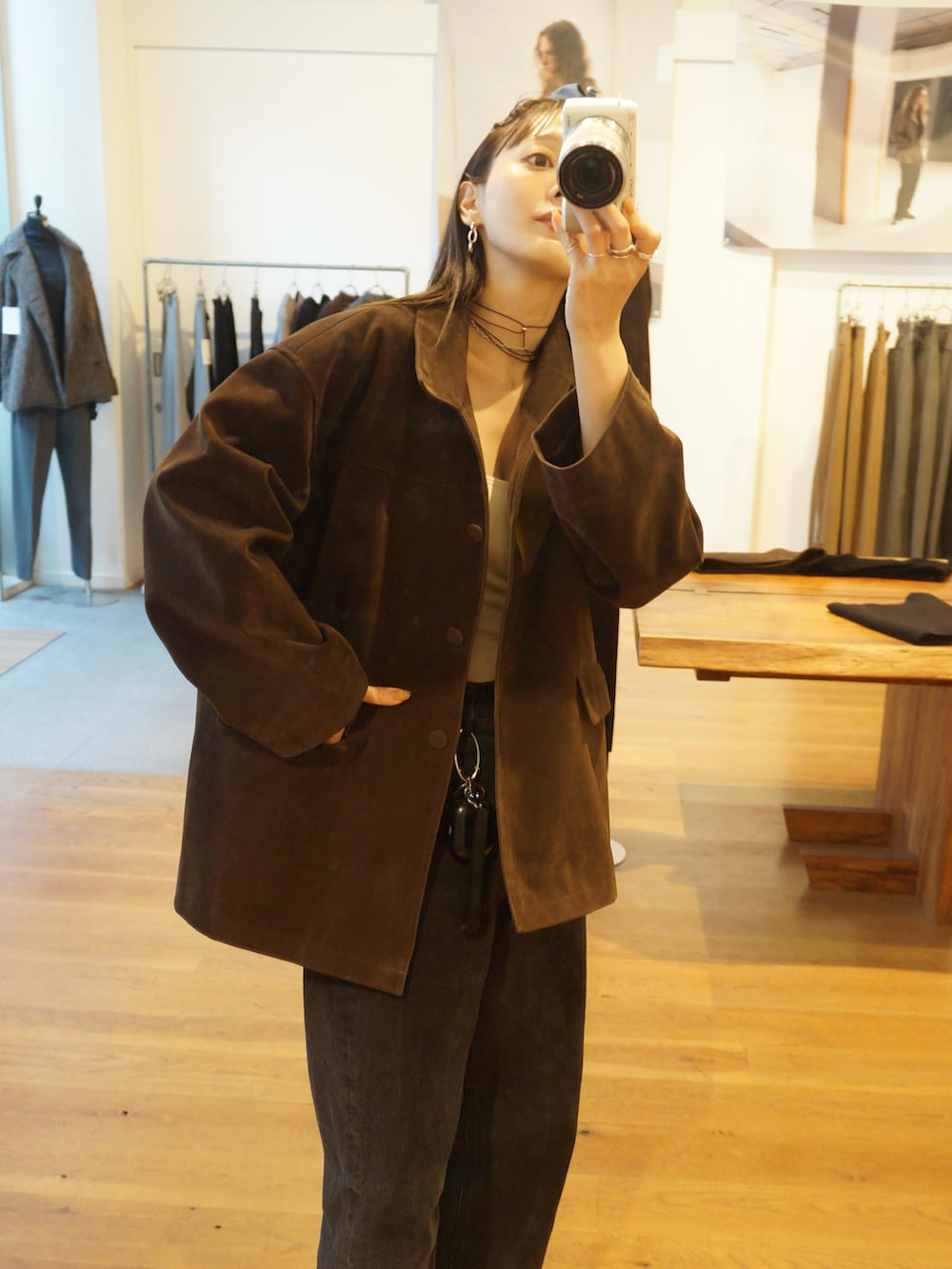 LA PEAU DE GEM】eco suede cover all/エコスウェードカバーオールを