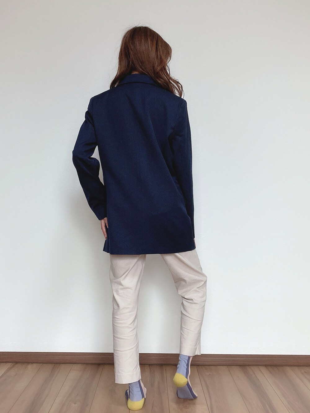 「秋ルック紹介するよ、秋服、秋のコーデ、シンプルスタイル、オトナ女子、お仕事コーデ、大人コーデ、GU、アウター、パンツコーデ、低身長、キレイめコーデ、秋色、テーパードパンツ、とっておきの秋コーデ」｜「GUのダブルブレストブレザー（ジャケット/アウター、その他）」を使った、ピタちゃんさん（骨格ナチュラル・レディース・153cm）の秋コーディネートの3枚目の写真