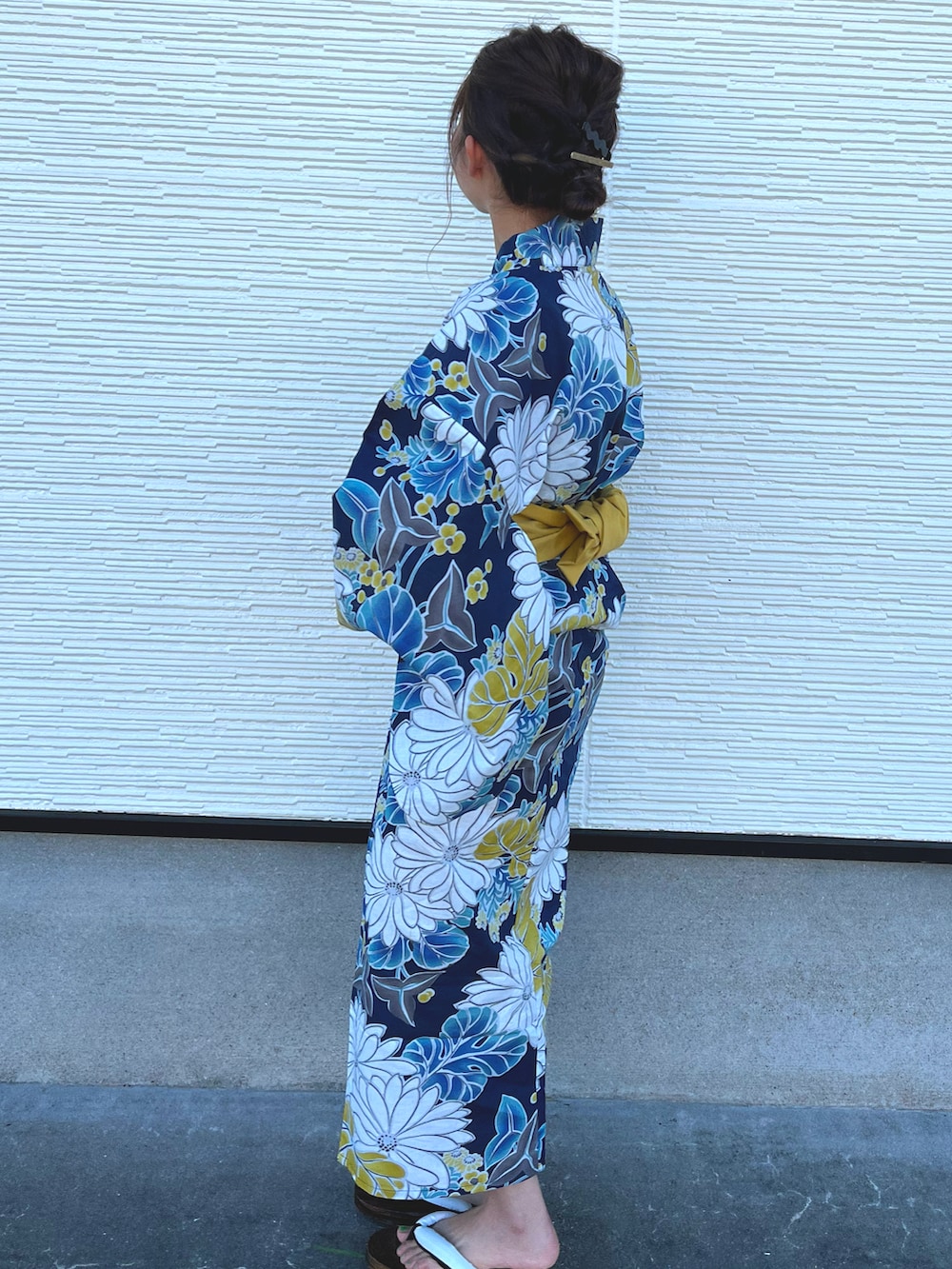 「シンプルコーデ、休日コーデ、浴衣、浴衣女子、浴衣祭り、浴衣デート、GRL、プチプラ、プチプラコーデ」｜「GRLのアイテム（浴衣、ブルー系）」を使った、mさん（レディース・150cm）の秋コーディネートの2枚目の写真