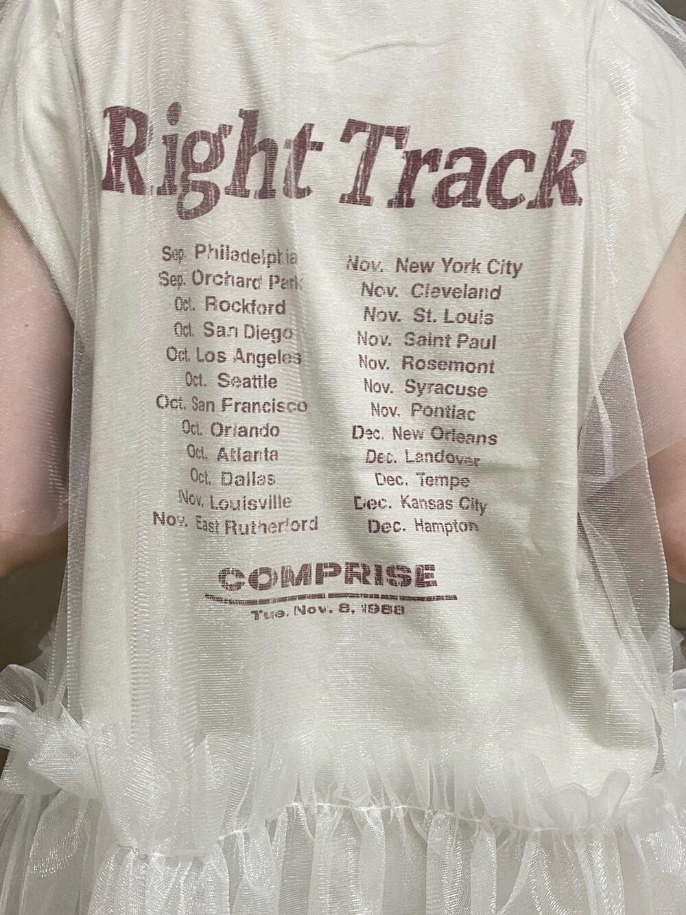 ホワイト系のTシャツ/カットソー、ホワイト系のワンピース、シルバー系のハンドバッグを着用したレディースの夏コーディネートの7枚目の写真