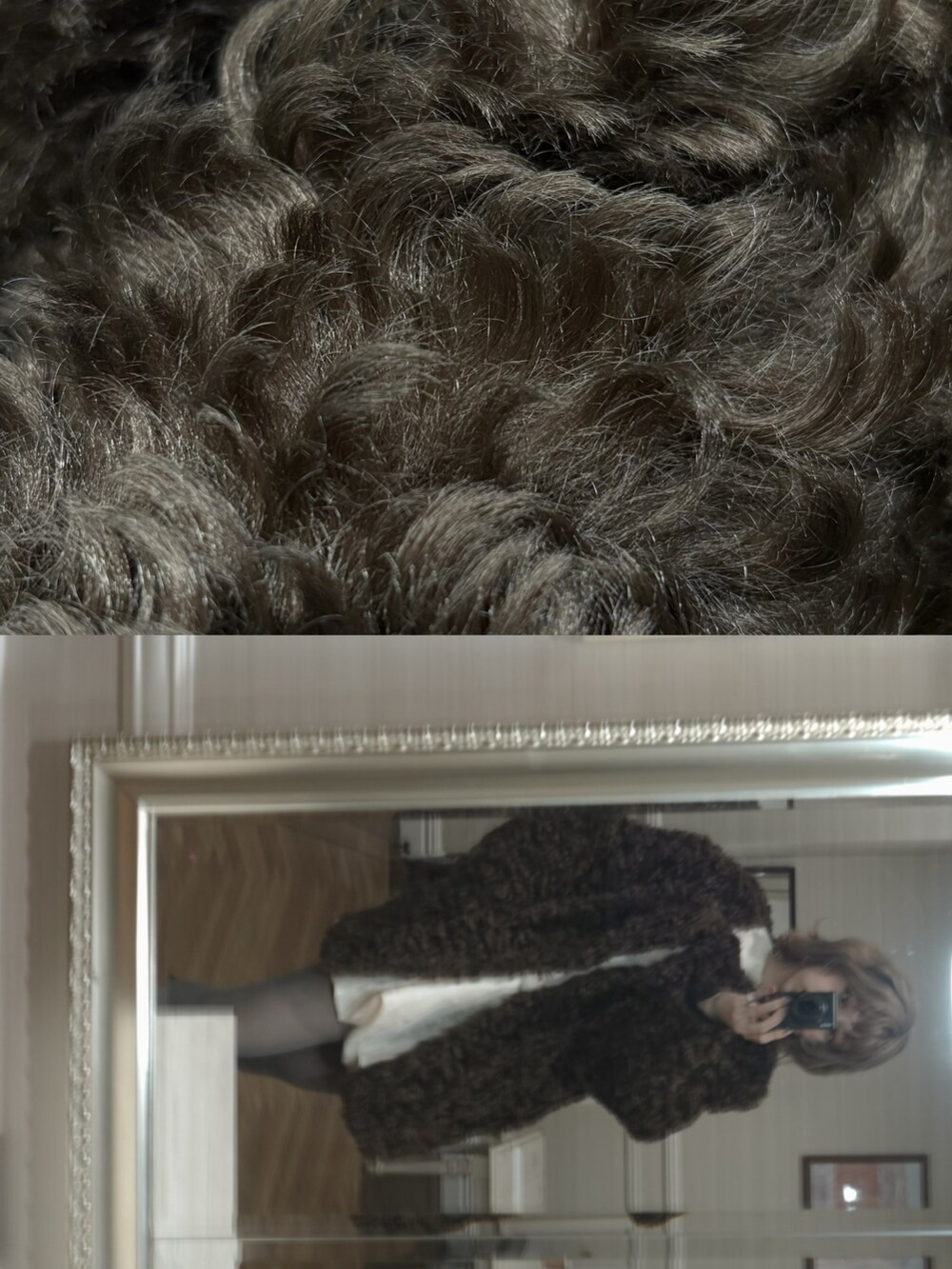 ブラック系のブーツ、ベージュ系のその他トップス、ブラウン系のジャケット/アウターを着用したレディースの冬コーディネートの3枚目の写真