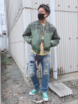yoh|HYSTERIC GLAMOURのMA-1を使ったコーディネート - WEAR 公式カスタマイズ商品 TYPE MA-1ジャケット LOGO ブルゾン