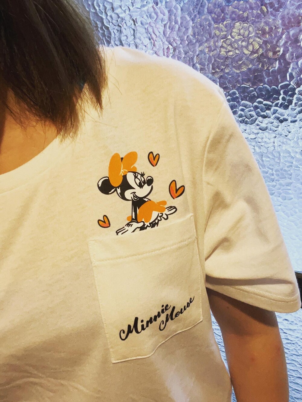 「プチプラ、プチプラコーデ、プチプラファッション、今日のコーデ、激安コーデ、シンプル、シンプルコーデ、低身長、低身長コーデ、フォロー、イイネ、お気に入り登録お願いします♡」｜「Disneyのアイテム（シャツ/ブラウス、ホワイト系）」を使った、HITOMI61さん（レディース・157cm）の春コーディネートの2枚目の写真