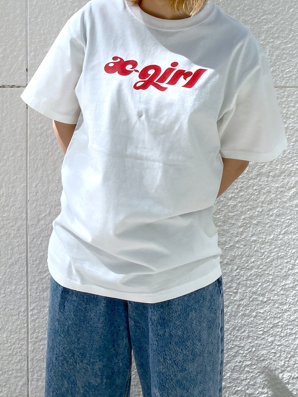 「春服みてみて、春コーデ、x-girl、Xgirl_ootd」｜「X-girlのRIB KNIT BERET（ハンチング/ベレー帽、ベージュ系）」を使った、airiさん（レディース・152cm）の春コーディネートの2枚目の写真