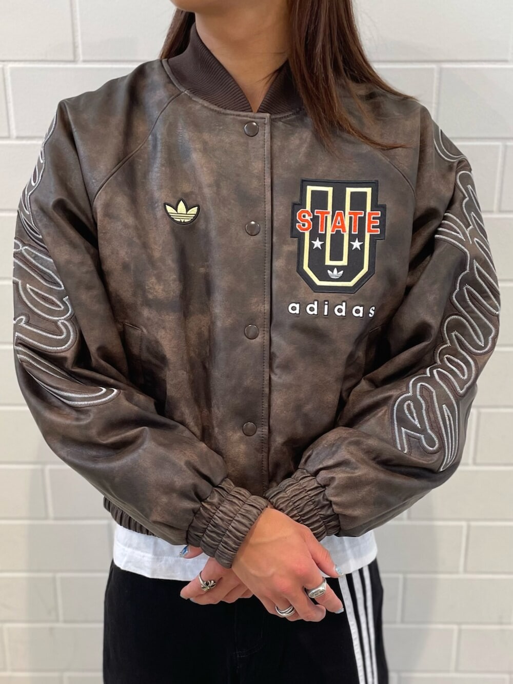 アディダス オリジナルス Athletic Dept ビンテージ合成皮革ジャケット