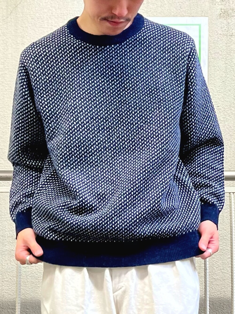 「古着MIX、休日スタイル、ニット、秋冬コーデ、シンプルスタイル、冬コーデ、vintage、カジュアルコーデ、冬ファッション、ニットコーデ」｜「NOLLEY'S goodmanの【WORK ABOUT/ワークアバウト】ジャカード プルオーバーニット（ニット/セーター、ブルー系）」を使った、nishiokaさん（メンズ・169cm）の冬コーディネートの5枚目の写真