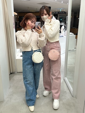 アッキー様 C6664 フリルスリーブニット×デニムコーデ mireka(one after another NICE CLAUP)｜one after another NICE CLAUP