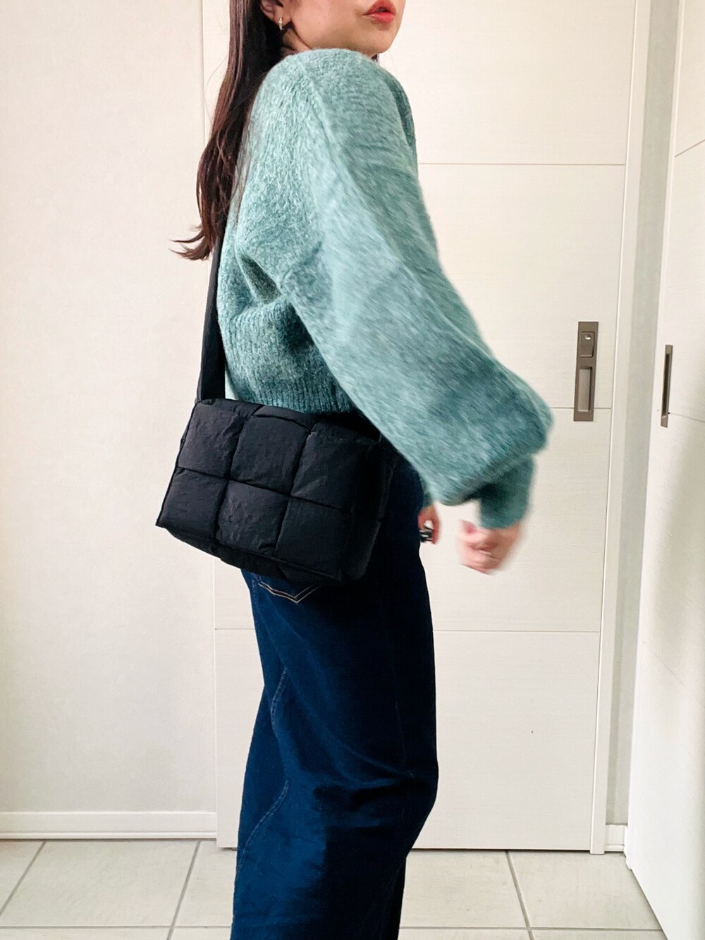 「秋っぽコーデ更新中、カーキ、レイヤードスタイル、秋服、ニットカーディガン、ショート丈カーディガン、tiptop、tiptop+pocket、tiptop_pocket、tipコーデ、低身長、低身長コーデ、低身長女子」|「tiptopの【wool】シャギーショート丈カーディガン(カーディガン/ボレロ、グリーン系)」を使った、❁⃘asa❁⃘さん(レディース・150cm)の秋コーディネートの3枚目の写真