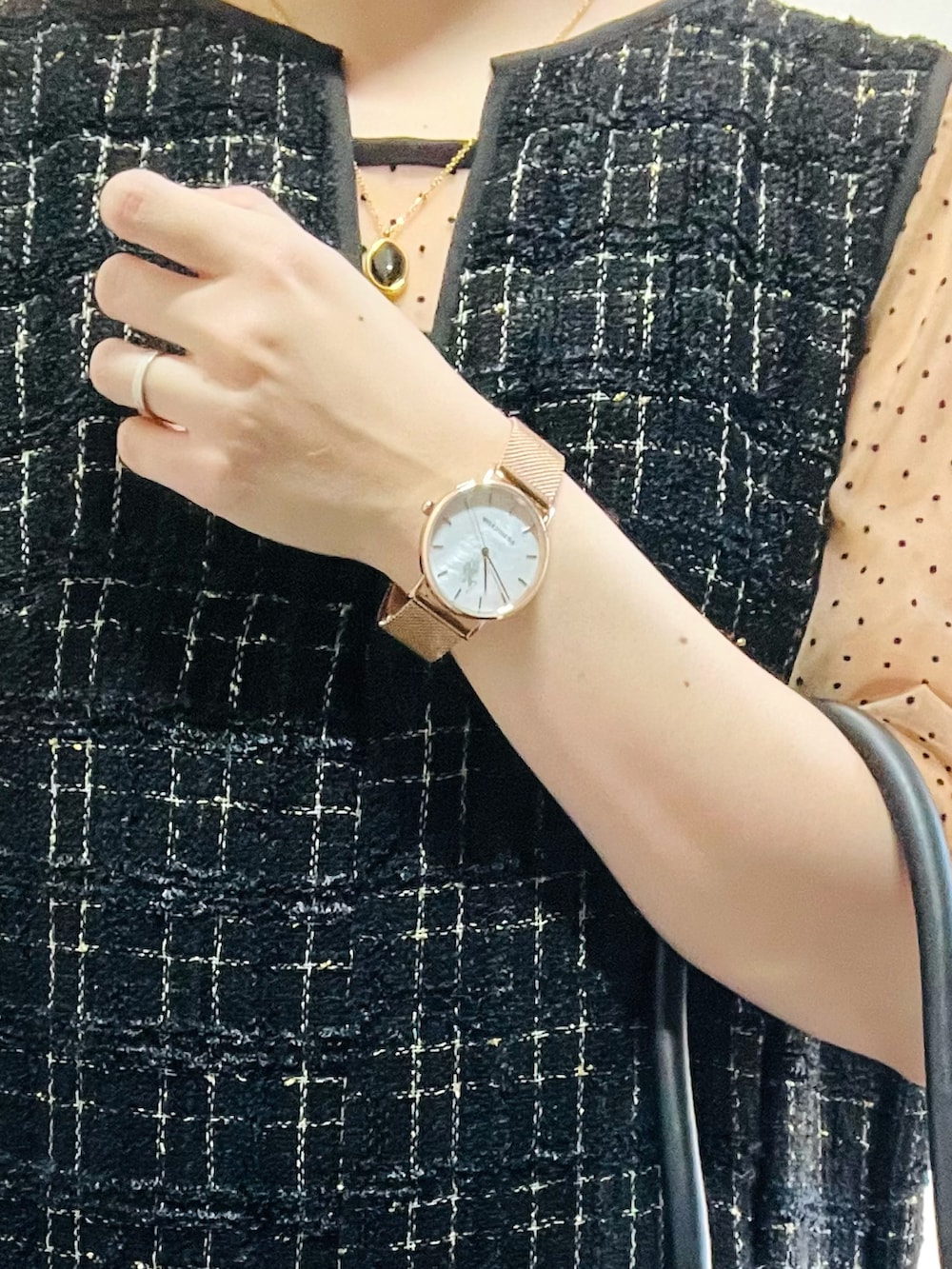 「結婚式、キレイめコーデ、ワンピース、ドレス、leja、クリスマスに着たい服、クリスマスコーデ、クリスマスプレゼント、uspoloassn、uspolo、USポロ、低身長、低身長コーデ、低身長女子、マイベストコーデ2022」|「Lejaの【LEJA】インナーシアーブラウスセット刺繍チェックジャンスカロング丈ドレスワンピース美脚効果結婚式 パーティードレス(ドレス、ブラック系)」を使った、❁⃘asa❁⃘さん(レディース・150cm)の冬コーディネートの2枚目の写真