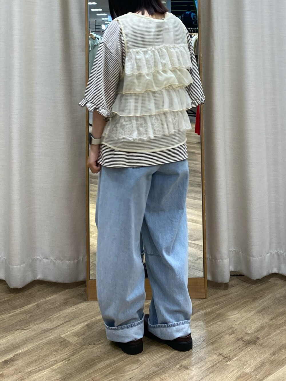 「Samansa Mos2、SM2、サマンサ モスモス(Samansa Mos2)、エスエムツー、ナチュラルガーリー、低身長コーデ、低身長」｜「Samansa Mos2の【消臭効果】リネン混ベレー帽（ハット、ホワイト系）」を使った、i.さん（レディース・150cm）の夏コーディネートの2枚目の写真