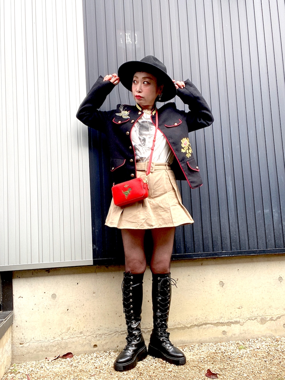 「お出かけコーデ、休日スタイル、秋コーデ、ハット、古着MIX、ZARA、jouetie、x-girl、COACH」｜「COLONY 2139のアイテム（ハット、ブラック系）」を使った、RYOKOさん（レディース・151cm）の秋コーディネートの2枚目の写真