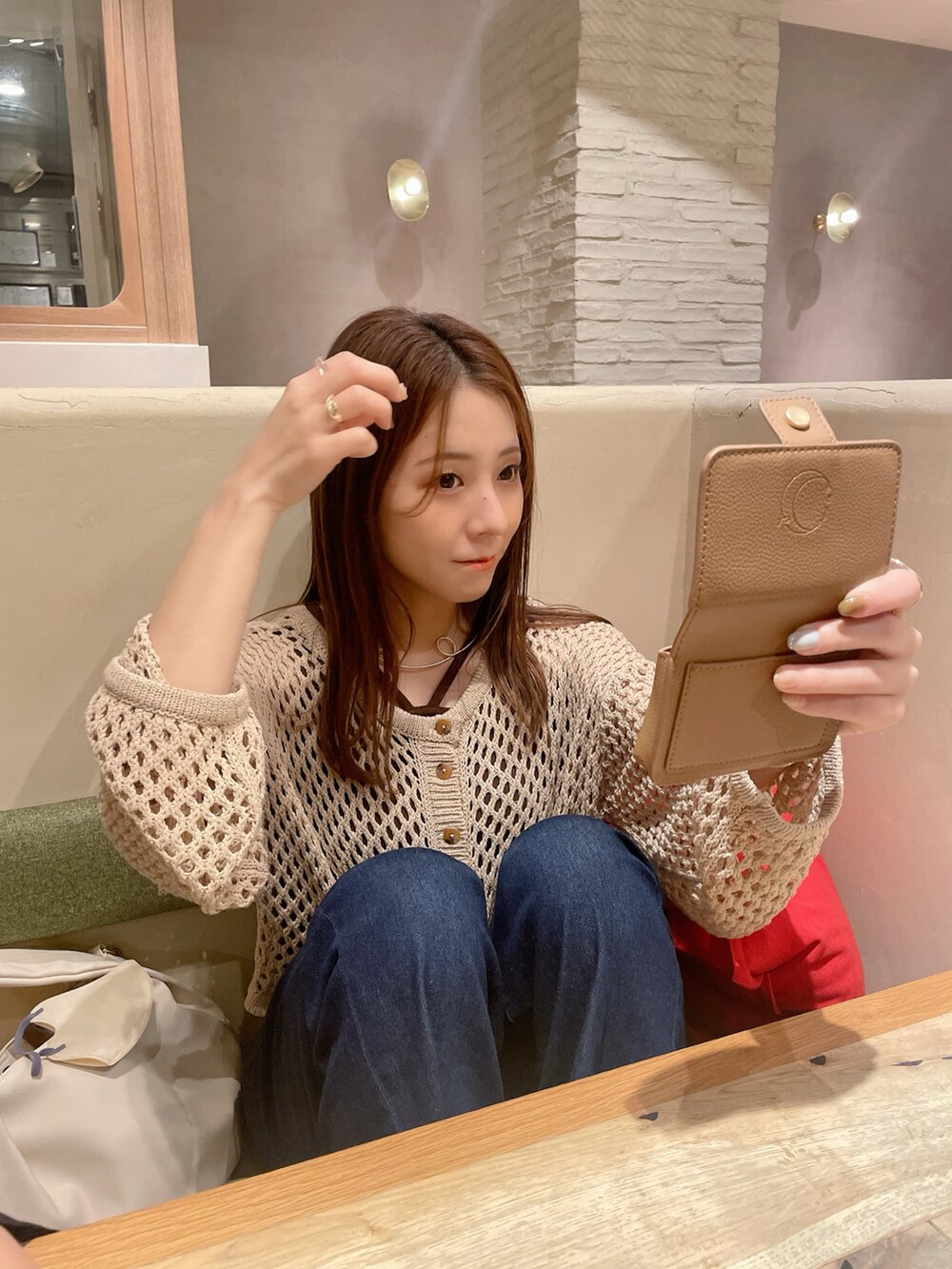 「お出かけコーデ日記、オトナカジュアル、ラクチンコーデ、オトナ女子、パンツコーデ、カジュアル、低身長、ゆるコーデ、淡色コーデ、淡色女子、淡色カジュアル」｜「all tal.by yumi.のアイテム（その他、ベージュ系）」を使った、yumi.さん（レディース・151cm）の春コーディネートの3枚目の写真