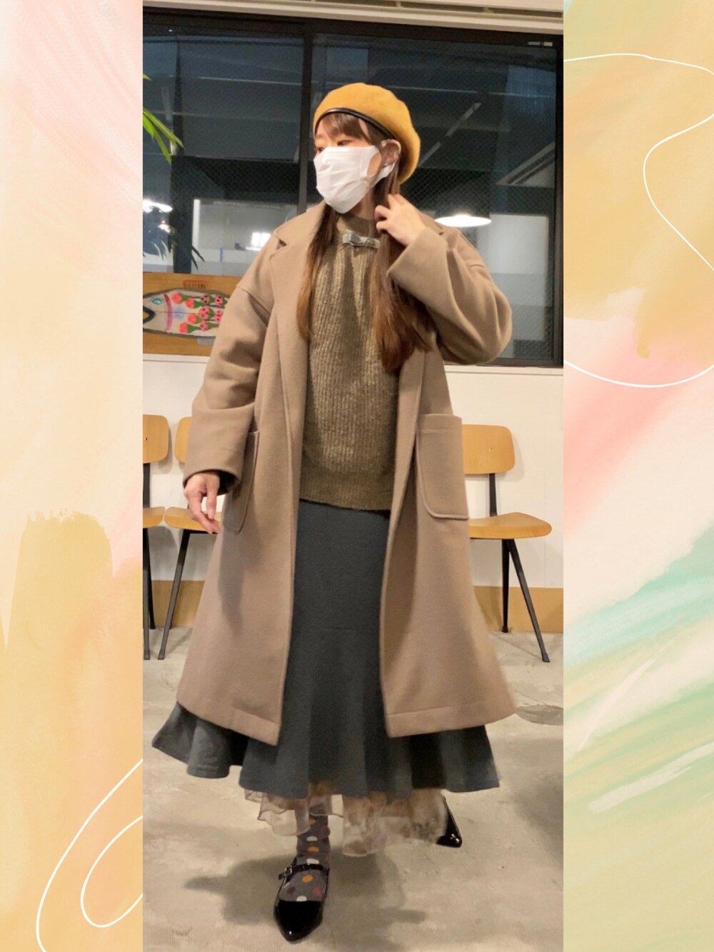 「シンプルコーデ、大人コーデ、オトナカジュアル、カジュアル、キレイめ、SM2、低身長、ワンピースコーデ、大人ガーリー」｜「earth music&ecologyのアイテム（ダッフルコート、ブラウン系）」を使った、Birdy Pさん（レディース・152cm）の春コーディネートの3枚目の写真