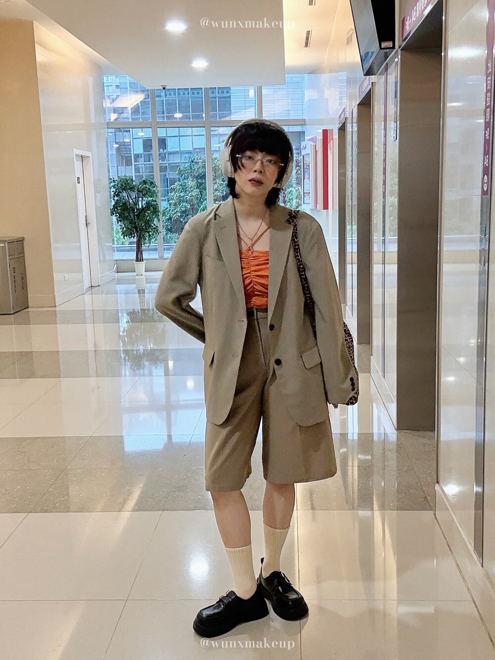 「MOUSSYのDOUBLE STRAP キャミソール（キャミソール、オレンジ系）」を使った、wunnnnnnnさん（レディース・159cm）の春コーディネートの3枚目の写真
