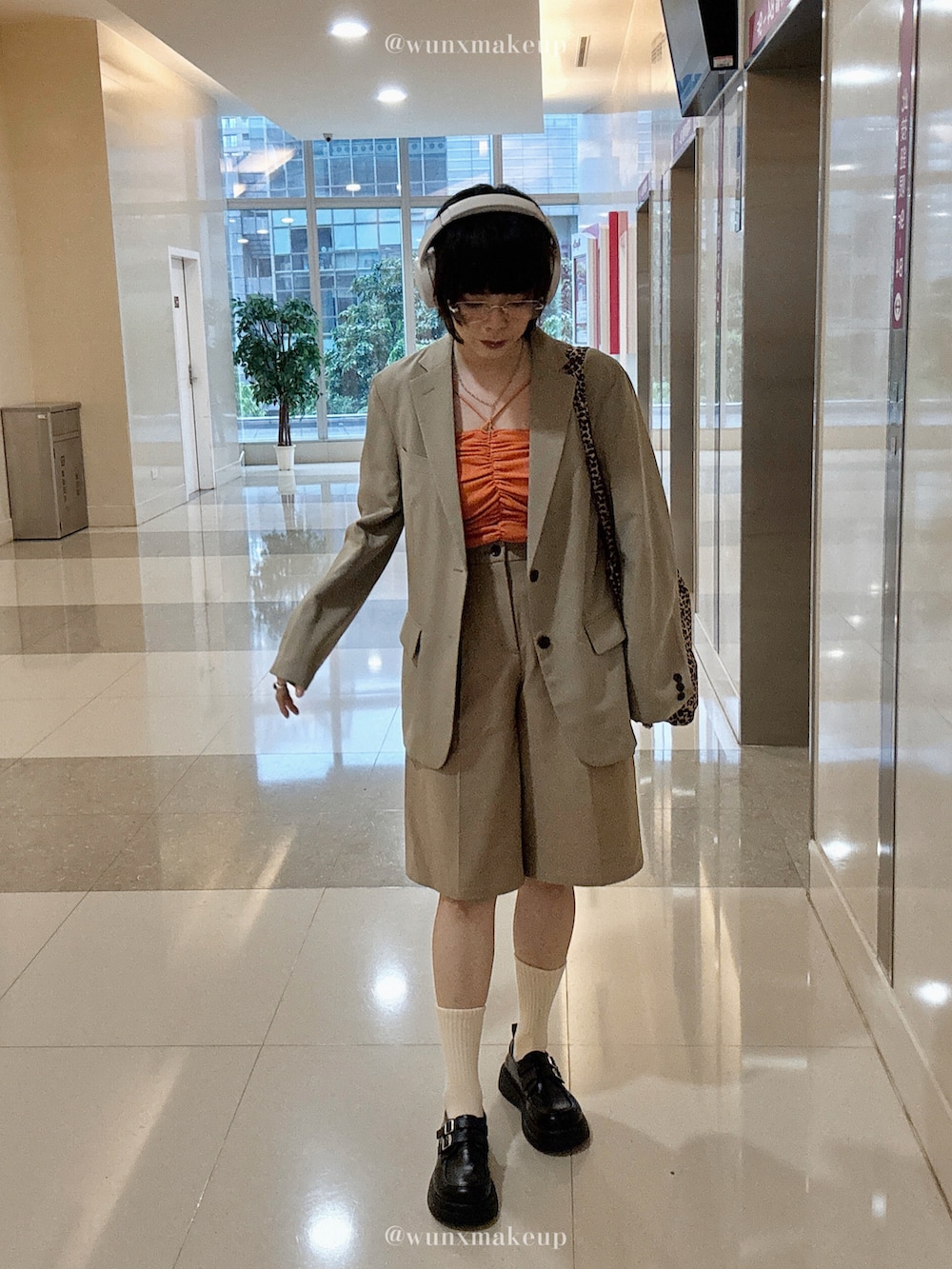 「MOUSSYのDOUBLE STRAP キャミソール（キャミソール、オレンジ系）」を使った、wunnnnnnnさん（レディース・159cm）の春コーディネートの4枚目の写真