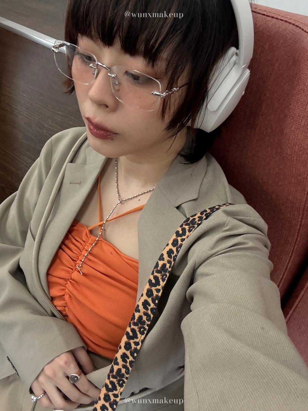 「MOUSSYのDOUBLE STRAP キャミソール（キャミソール、オレンジ系）」を使った、wunnnnnnnさん（レディース・159cm）の春コーディネートの5枚目の写真