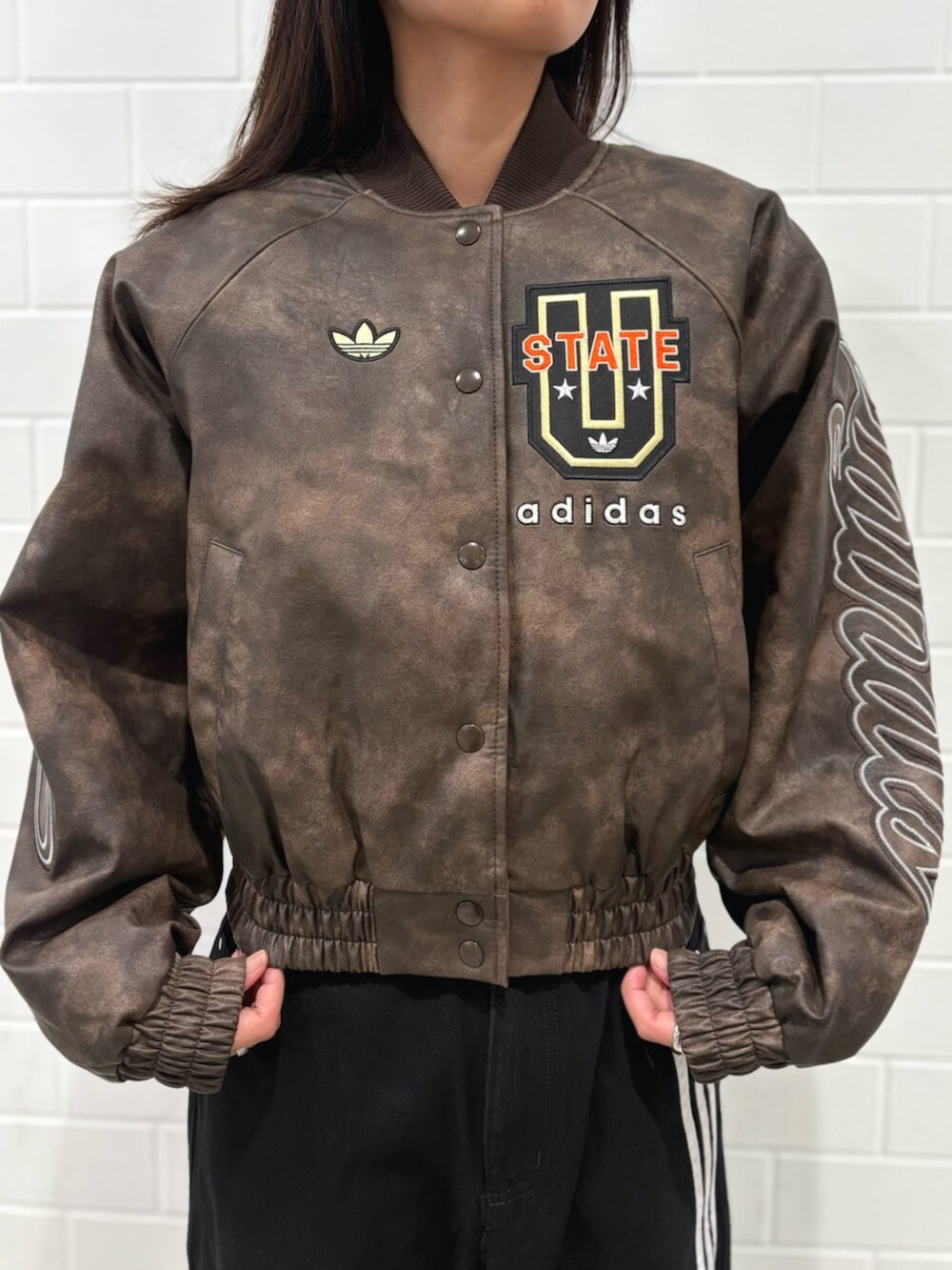 アディダス オリジナルス Athletic Dept ビンテージ合成皮革ジャケット