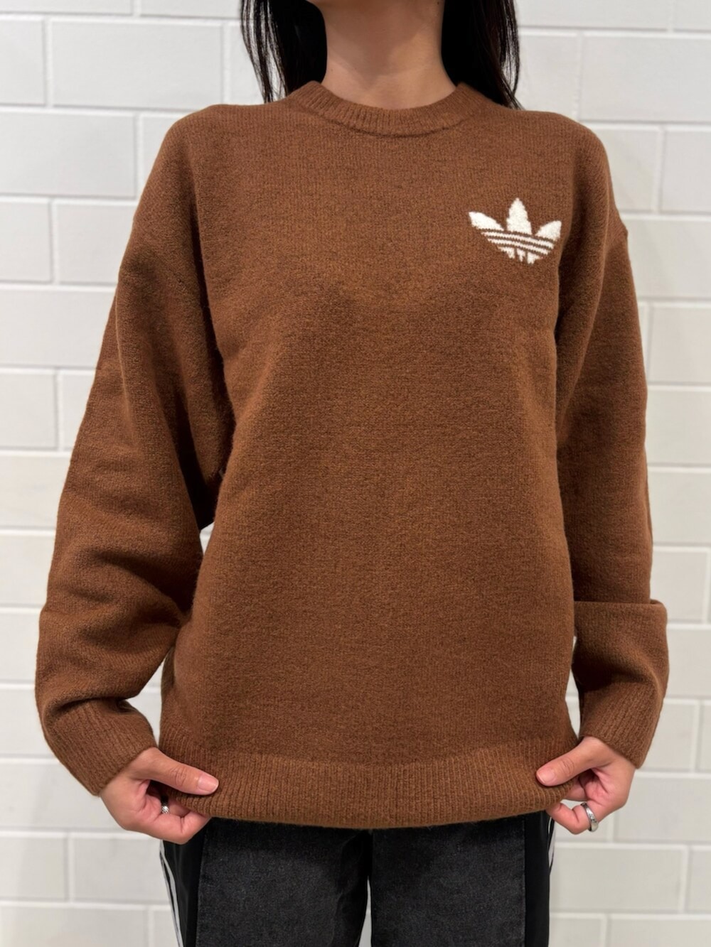 adidas originals アスレチック　デプト　ブラウン　L adidas Originals Athletic Dept Knitted Sweater - Brown | Free