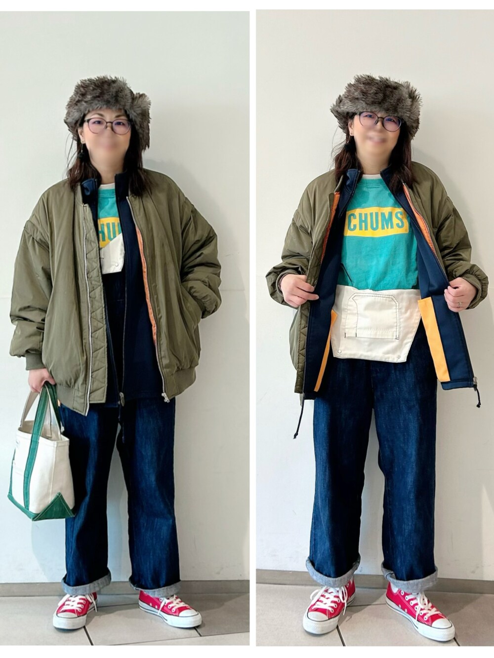 ブルー系のその他アウター、グリーン系のTシャツ/カットソー、グレー系のTシャツ/カットソーを着用したキッズの冬コーディネートの4枚目の写真