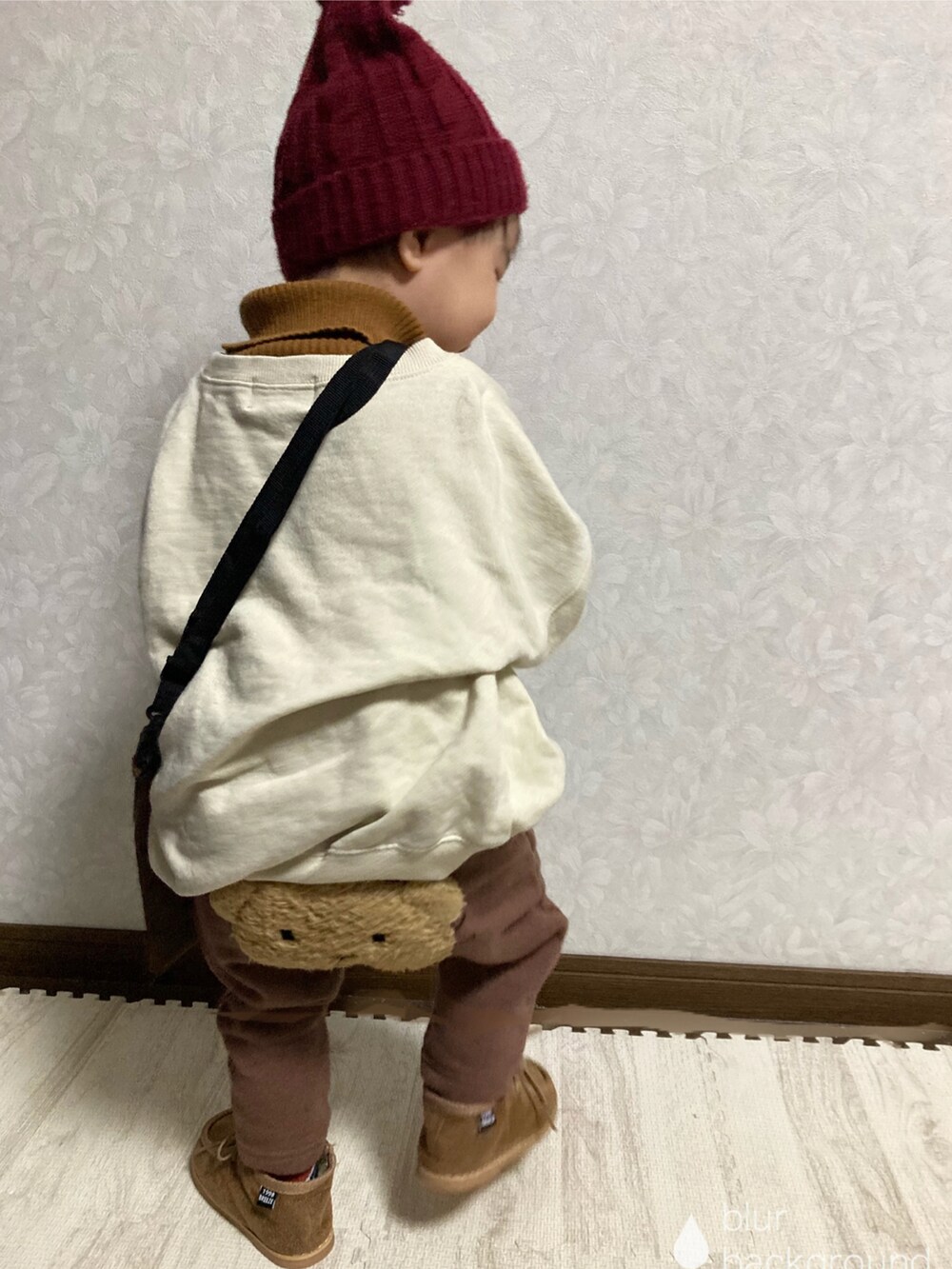 「プチプラ、私の推しブランド、BREEZE、しまむら、タートルネック、ニット帽、STOP 誹謗中傷、WEARは皆の拠り所、笑顔の輪を繋ごう、笑顔拡散、モカシンシューズ、モカシン、休日スタイル、ビッグシルエット、ワントーンコーデ」｜「BREEZEのタートルニット 100cm（ニット/セーター、イエロー系）」を使った、lenlen23さん（キッズ・80cm）の冬コーディネートの2枚目の写真