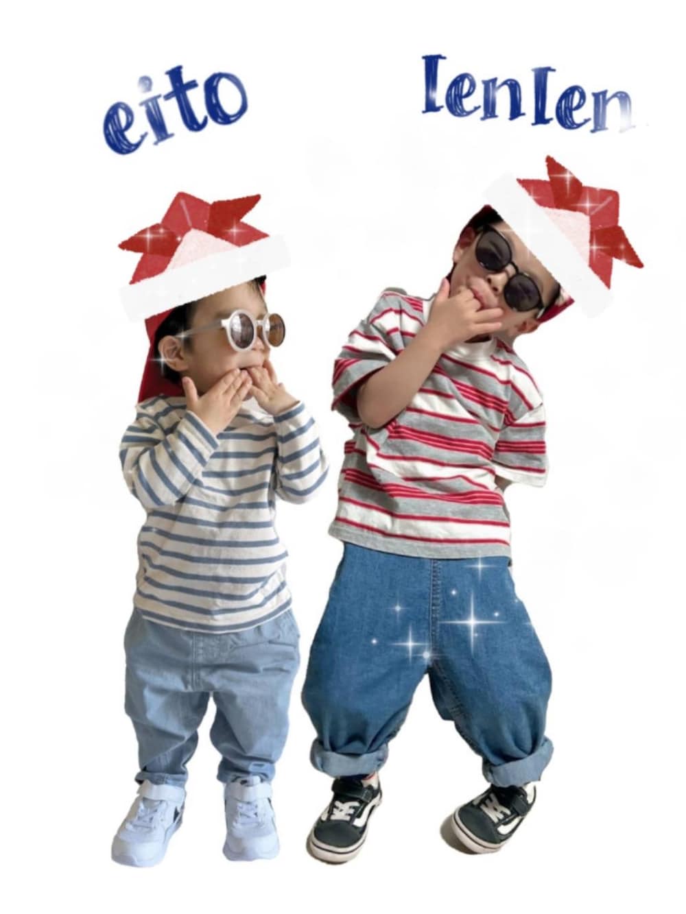 グレー系のTシャツ/カットソー、ブルー系のデニムパンツ、ブラック系のスニーカーを着用したキッズの春コーディネートの3枚目の写真