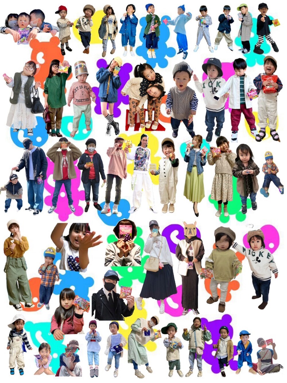 ベージュ系のTシャツ/カットソー、グリーン系のパンツ、オレンジ系のショルダーバッグを着用したキッズの春コーディネートの2枚目の写真