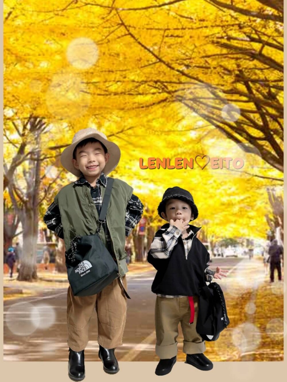 ブラック系のスウェット、その他のスウェットパンツ、ブラウン系のモカシン/デッキシューズを着用したキッズの秋コーディネートの5枚目の写真