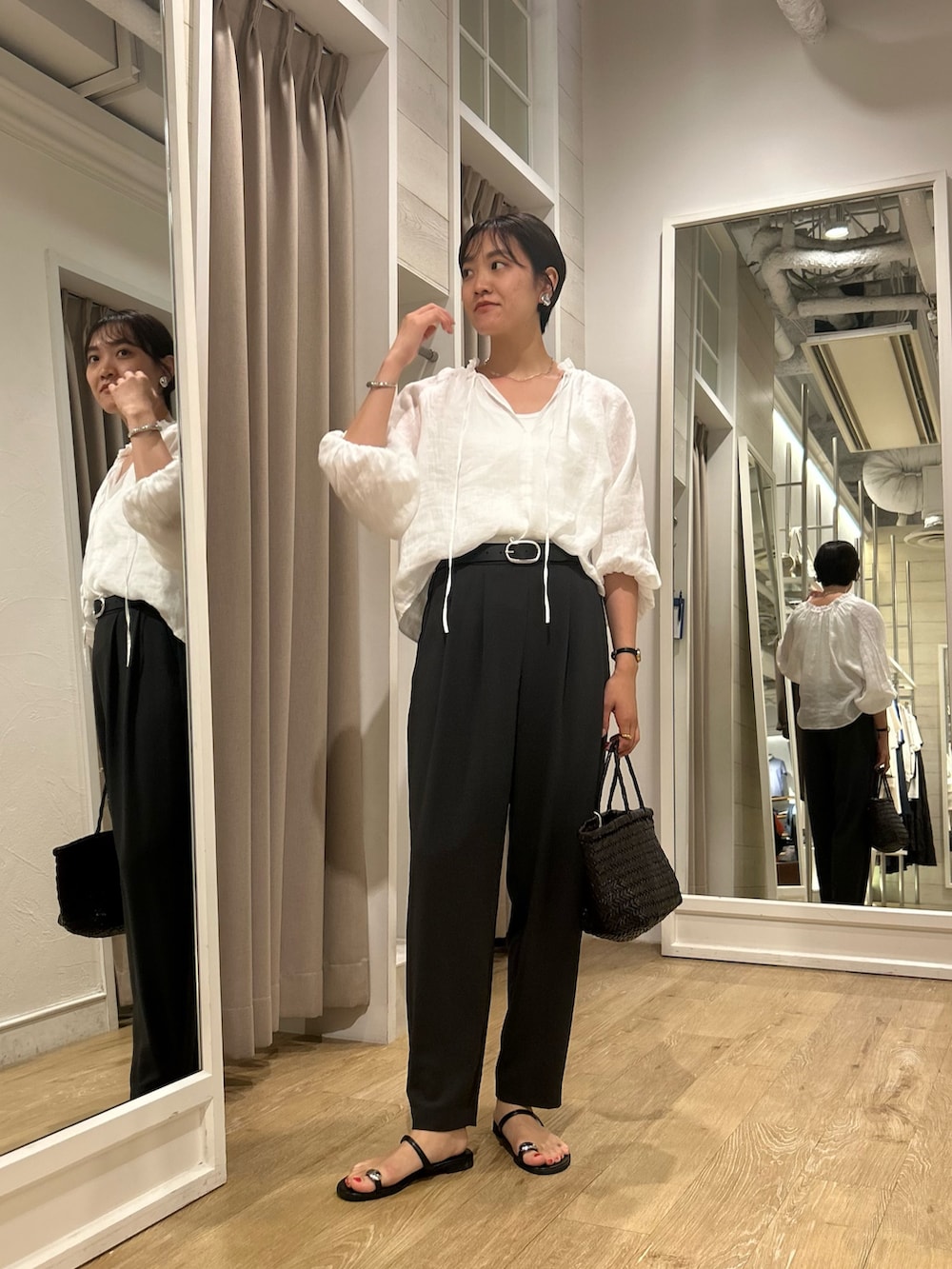 fukudaさんの「【松葉☆別注アイテム】《セットアップ対応》エアリージョーゼットイージーバレルパンツ（NOLLEY’S）」を使ったコーディネートの4枚目の写真
