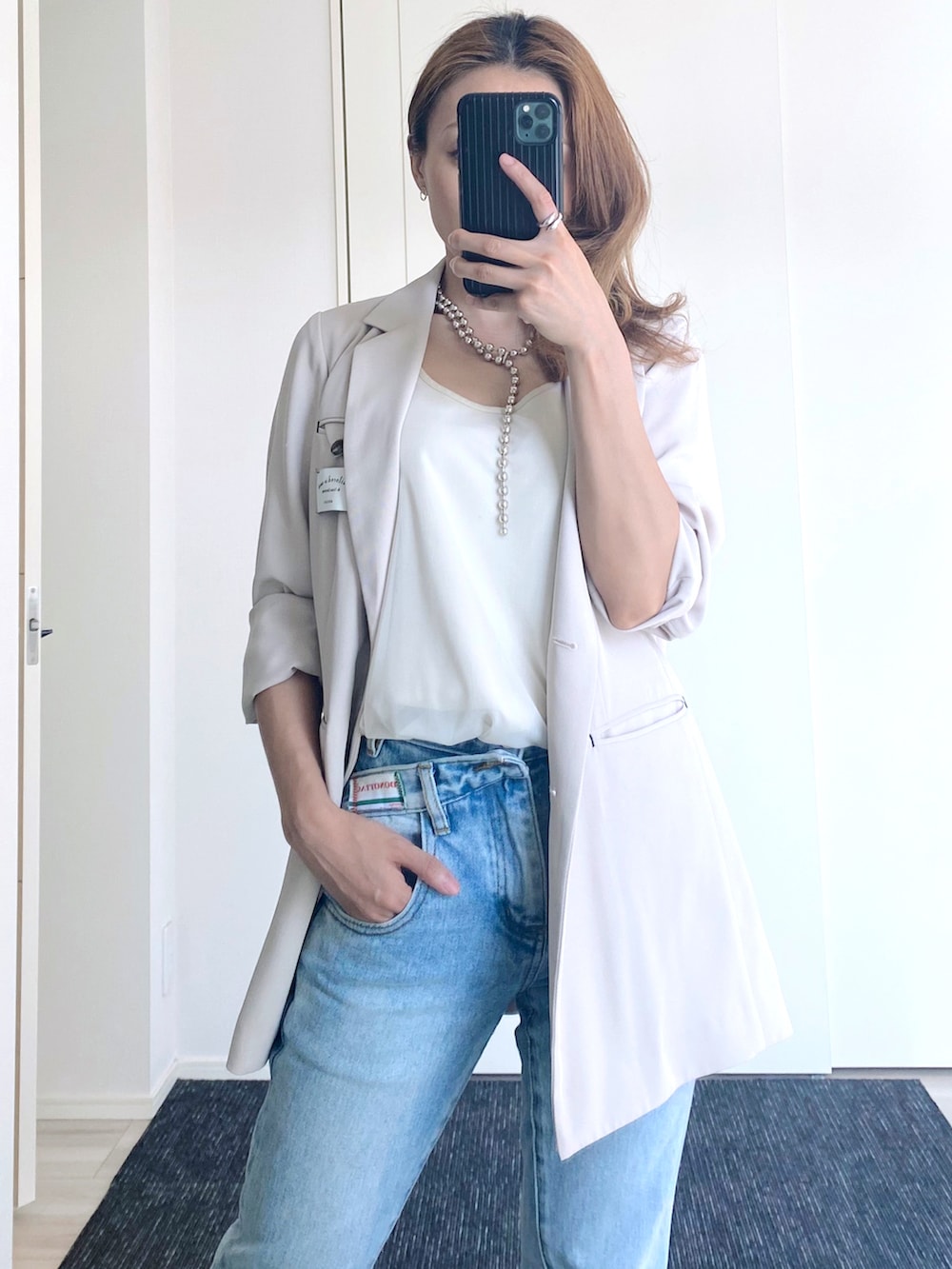 「カジュアルコーデ、大人カジュアル、今日のコーデ、春コーデ、休日コーデ、おしゃれさんと繋がりたい、デニム、春、低身長、低身長女子」｜「do not tagのアイテム（デニムパンツ、ブルー系）」を使った、__loveyui__さん（レディース・152cm）の春コーディネートの2枚目の写真