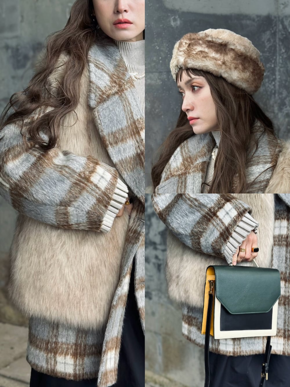 ブラック系のベスト、ブラック系のスカート、その他のピーコートを着用したレディースの冬コーディネートの5枚目の写真