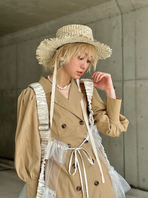 LA BELLE ETUDE ボリュームチュールドレスストレンチ ネイビー LA BELLE ETUDE ボリュームチュールドレスストレンチ ネイビー